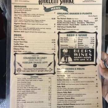 Harlem Shake - Menu - American Near Me - New York, New York