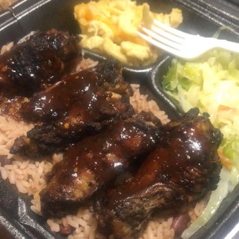 Mercy's Jamaican Kitchen - Boyfriend's food: jerk chicken wings, rice&peas, cabbage, mac& cheese - Caribbean Near Me - Columbus, Georgia