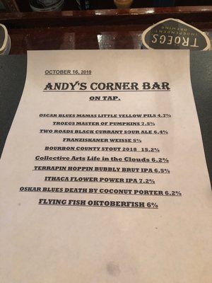 Menu photo 1 Andy's Corner Bar Bogota, NJ