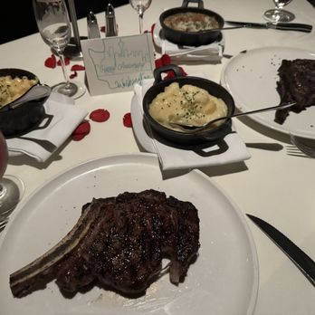 El Gaucho - Bone in ribeyes, Yukon mash potatoes, Macaroni & Cheese, and Wild Mushroom Risotto. - Steakhouses Near Me - Seattle, Washington