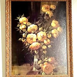 S&M Antiques Coins and Collectibles - Yellow Roses Painting