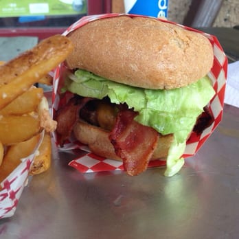 Burger Me - BBQ bison burger and garlic fries. - Burgers Near Me - Truckee, California Burger Me - BBQ bison burger and garlic fries. - Burgers Near Me - Truckee, California