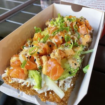 Omai Rice Bar - Salmon avocado crispy rice - this was incredibleeeee - Japanese Near Me - Toronto, Ontario Omai Rice Bar - Salmon avocado crispy rice - this was incredibleeeee - Japanese Near Me - Toronto, Ontario