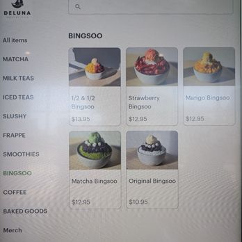 Deluna Dessert Cafe - Menu: Bingsoo - Bubble Tea Near Me - Sacramento, California