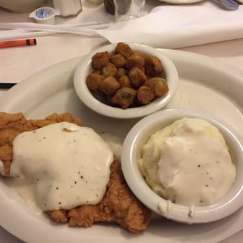 Mary Mac's Tea Room - Delicious fried okra and mashed potatoes with homemade white pepper gravy! - Southern Near Me - Atlanta, Georgia