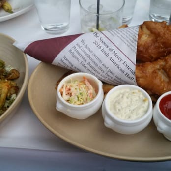 The Gage - Fish and chips with Brussel sprouts on the side. - New American Near Me - Chicago, Illinois The Gage - Fish and chips with Brussel sprouts on the side. - New American Near Me - Chicago, Illinois