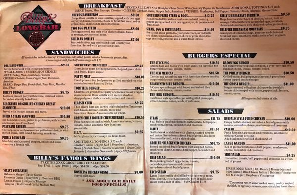 Menu photo 6 Billy's Long Bar Albuquerque, NM
