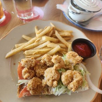 Pier 6 - My half of the shrimp po boy - Seafood Near Me - San Leon, Texas