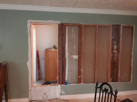 Built in bookshelves - Part of a bigger bathroom remodel, these built in bookshelves were incorporated to cover a prior closet door. Built in bookshelves - Part of a bigger bathroom remodel, these built in bookshelves were incorporated to cover a prior closet door.