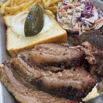Canyon Smokehouse - Brisket and Pork with Fries and Coleslaw - Barbeque Near Me - Bluff, Utah