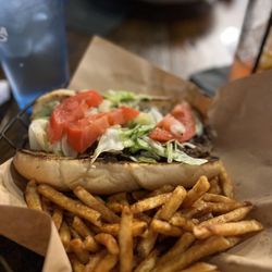 Troll Pub at the Wheelhouse - Burger of the Month - chopped cheese and fries.