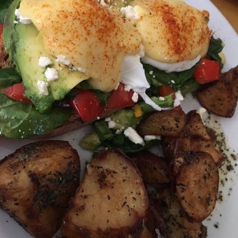 Corner Cafe - California Benny- Two poached eggs on a thick piece of multigrain toast. Delightful! And the home fries are delicious! - Breakfast & Brunch Near Me - Newport, Rhode Island