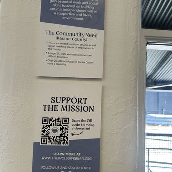 The Inclusive Bean - Important info! - Coffee & Tea Near Me - Racine, Wisconsin The Inclusive Bean - Important info! - Coffee & Tea Near Me - Racine, Wisconsin