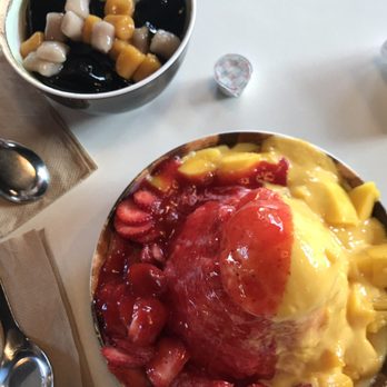 Meet Fresh - Strawberry and mango shaved ice (this is huge!!! You've been warned), taro and yam bowl. - Desserts Near Me - Bellevue, Washington Meet Fresh - Strawberry and mango shaved ice (this is huge!!! You've been warned), taro and yam bowl. - Desserts Near Me - Bellevue, Washington