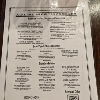 Airline Brewing Company Pub - Menu - Pubs Near Me - Ellsworth, Maine