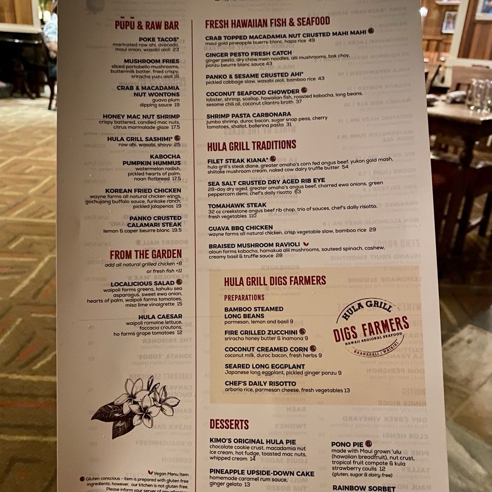 Hula Grill Waikiki - Food Menu on September 8, 2023 - Hawaiian Near Me - Honolulu, Hawaii Hula Grill Waikiki - Food Menu on September 8, 2023 - Hawaiian Near Me - Honolulu, Hawaii