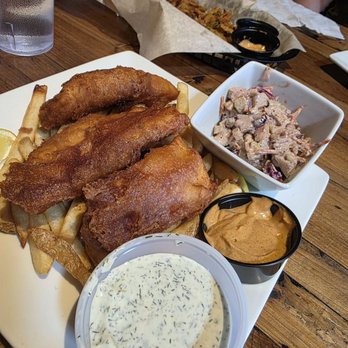 Flatiron bites & brews - House Brew Beer-Battered Fish + Chips - Cocktail Bars Near Me - Albuquerque, New Mexico