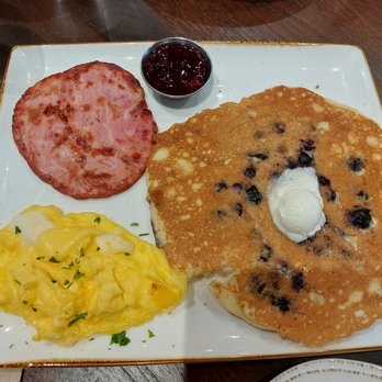 First Watch - Trifecta with Blueberry Pancake, Smoked Ham and Scrambled Eggs - Breakfast & Brunch Near Me - Paramus, New Jersey