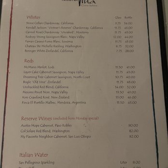 Trattoria Pina - Wine menu - Italian Near Me - Tucson, Arizona