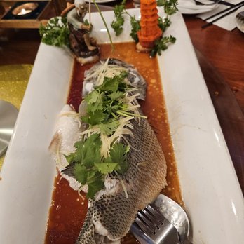 Sky Pavilion - Steamed Whole Barramundi. S.P. Fun presentation. Tasty and lightly seasoned - Szechuan Near Me - New York, New York Sky Pavilion - Steamed Whole Barramundi. S.P. Fun presentation. Tasty and lightly seasoned - Szechuan Near Me - New York, New York