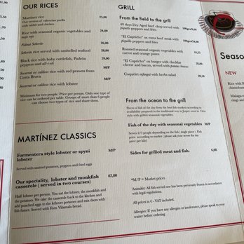 Martinez - Menu July 2024 - Seafood Near Me - Barcelona, B Martinez - Menu July 2024 - Seafood Near Me - Barcelona, B