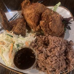 Kettle pot fried chicken with peas and rice and Coleslaw Kettle pot fried chicken with peas and rice and Coleslaw