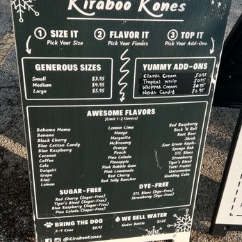 Kiraboos Shaved Ice - Menu - Shaved Ice Near Me - Ellisville, Missouri