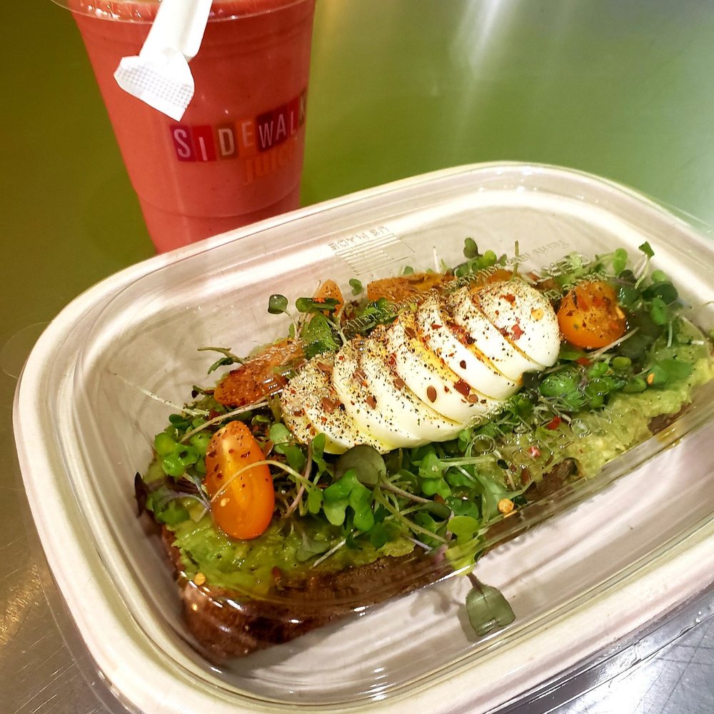Sidewalk Juice - Avocado Toast w/ Egg and JJ Smoothie - Juice Bars & Smoothies Near Me - Daly City, California Sidewalk Juice - Avocado Toast w/ Egg and JJ Smoothie - Juice Bars & Smoothies Near Me - Daly City, California