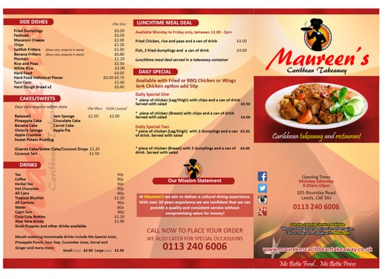 Menu photo 2 Maureen's Caribbean Catering Ltd Leeds, XWY Menu photo 2 Maureen's Caribbean Catering Ltd Leeds, XWY