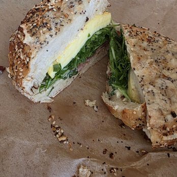 Panera Bread - NEW Wake-Up BLT Asiago Everything - Missing tomatoes and barely any bacon. Overloaded with arugula. - Sandwiches Near Me - Elk Grove, California