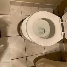 Cracked, dirty tiles, wrong size toilet seat. Would not walk in bare feet... too gross everywhere. Cracked, dirty tiles, wrong size toilet seat. Would not walk in bare feet... too gross everywhere.