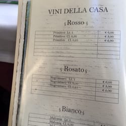 Trattoria Acaia - Menù delle bevande
