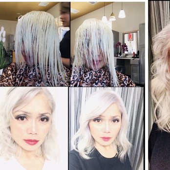 Chez Michel Salon - From Black hair to platinum blonde thanks to Rochana! - Hair Salons Near Me - Clovis, California