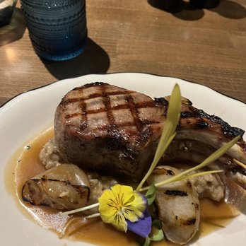 The Chalkboard Kitchen + Bar - Double Boned Pork Chop. - New American Near Me - Tulsa, Oklahoma The Chalkboard Kitchen + Bar - Double Boned Pork Chop. - New American Near Me - Tulsa, Oklahoma