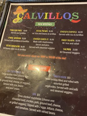 Menu photo 2 Calvillo's Mexican Restaurant Alamosa, CO Menu photo 2 Calvillo's Mexican Restaurant Alamosa, CO