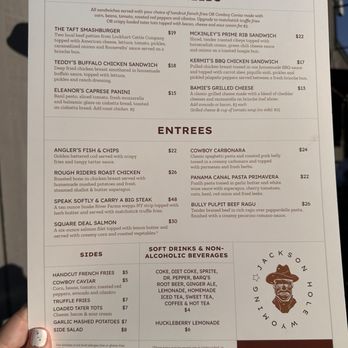Roosevelts - Menu back - American Near Me - Jackson, Wyoming