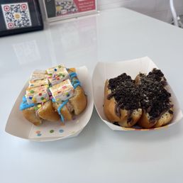 Birthday Cake SMASHED Donut. Nutella Crunch SMASHED Donut.