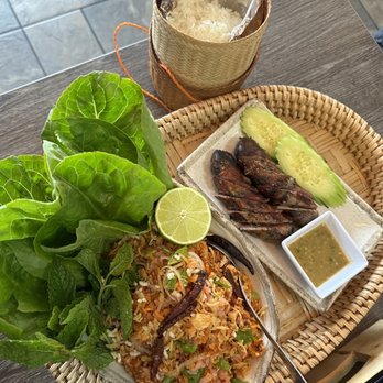 Nok’s Kitchen - Crispy Rice Salad (Nam Khao) w/out peanuts and #1 - Lao Pork Sausage Combo - Laotian Near Me - Westminster, California Nok’s Kitchen - Crispy Rice Salad (Nam Khao) w/out peanuts and #1 - Lao Pork Sausage Combo - Laotian Near Me - Westminster, California