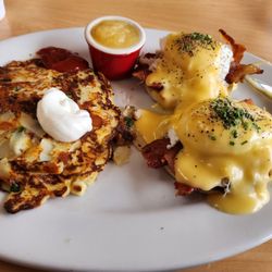 Elmer's Restaurant - Crab Eggs Benedict with a potato cake instead of hashbrowns