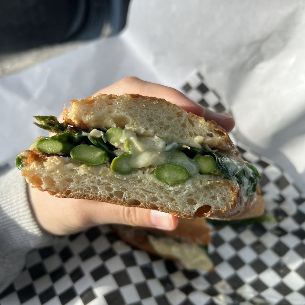 Kitchenette 625 - Asparagus, white cheddar, spinach, homemade herb mayo, buttered baguette, an amazing sandwich!! - Sandwiches Near Me - Albany, California Kitchenette 625 - Asparagus, white cheddar, spinach, homemade herb mayo, buttered baguette, an amazing sandwich!! - Sandwiches Near Me - Albany, California
