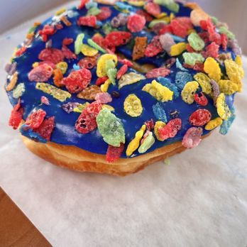 Rosemead Donuts - Blue Frosted Donut with Cereal Flakes ($1.95) - Coffee & Tea Near Me - Rosemead, California Rosemead Donuts - Blue Frosted Donut with Cereal Flakes ($1.95) - Coffee & Tea Near Me - Rosemead, California