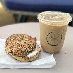 Carpenter Coffee Roasters - Everything bagel and oatmilk honey latte