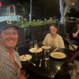 Patio with my daughter. Ravioli and banh bao Patio with my daughter. Ravioli and banh bao
