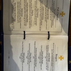 The Golden Cross - Menu