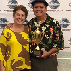 Kahana Door of Faith - Kahu (Pastor) David Kapaku is also a distinguished and award-winning Toastmaster. Pictured here with his wife Mama Kahu, Kenda.