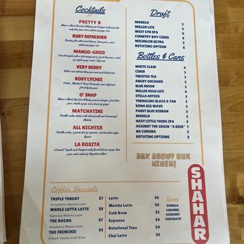 Shahar Cafe - Drink Menu - Breakfast & Brunch Near Me - Louisville, Kentucky Shahar Cafe - Drink Menu - Breakfast & Brunch Near Me - Louisville, Kentucky