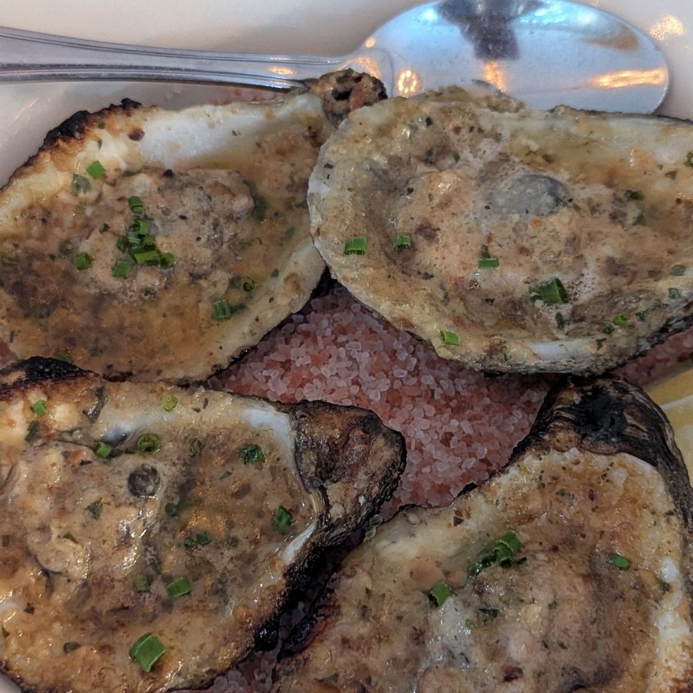 Blue Point Grill Newtown - Chargrilled oysters- small but had a lot of flavor - Salad Near Me - Newtown, Pennsylvania