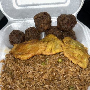 Alamod Caribbean Restaurant - Meatball dinner with black rice - Caribbean Near Me - Hollywood, Florida
