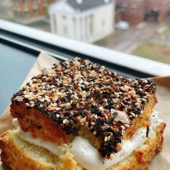 Gross Confection Bar - Everything Scone with Goat cheese and Apricot jam - Desserts Near Me - Portland, Maine