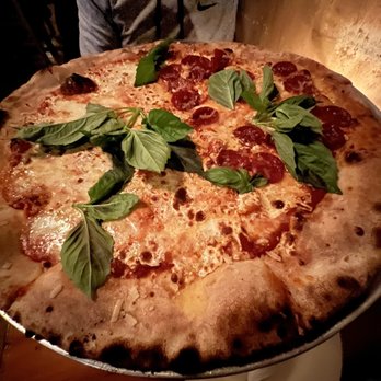 Lucali - Half plain half Pepperoni - Pizza Near Me - Brooklyn, New York